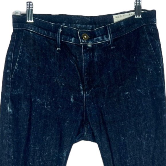Rag & Bone Jeans Womens 2 25" Blue Dark Acid Wash Mid Rise Crop‎ Skinny Leg - Picture 3 of 8